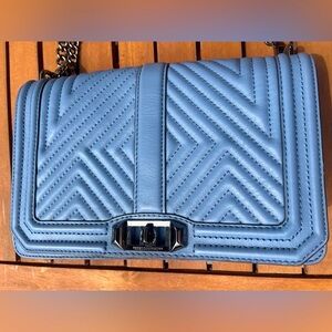 Rebecca Minkoff Chevron Blue Quilted Love Crossbody Leather bag PERFECT conditio
